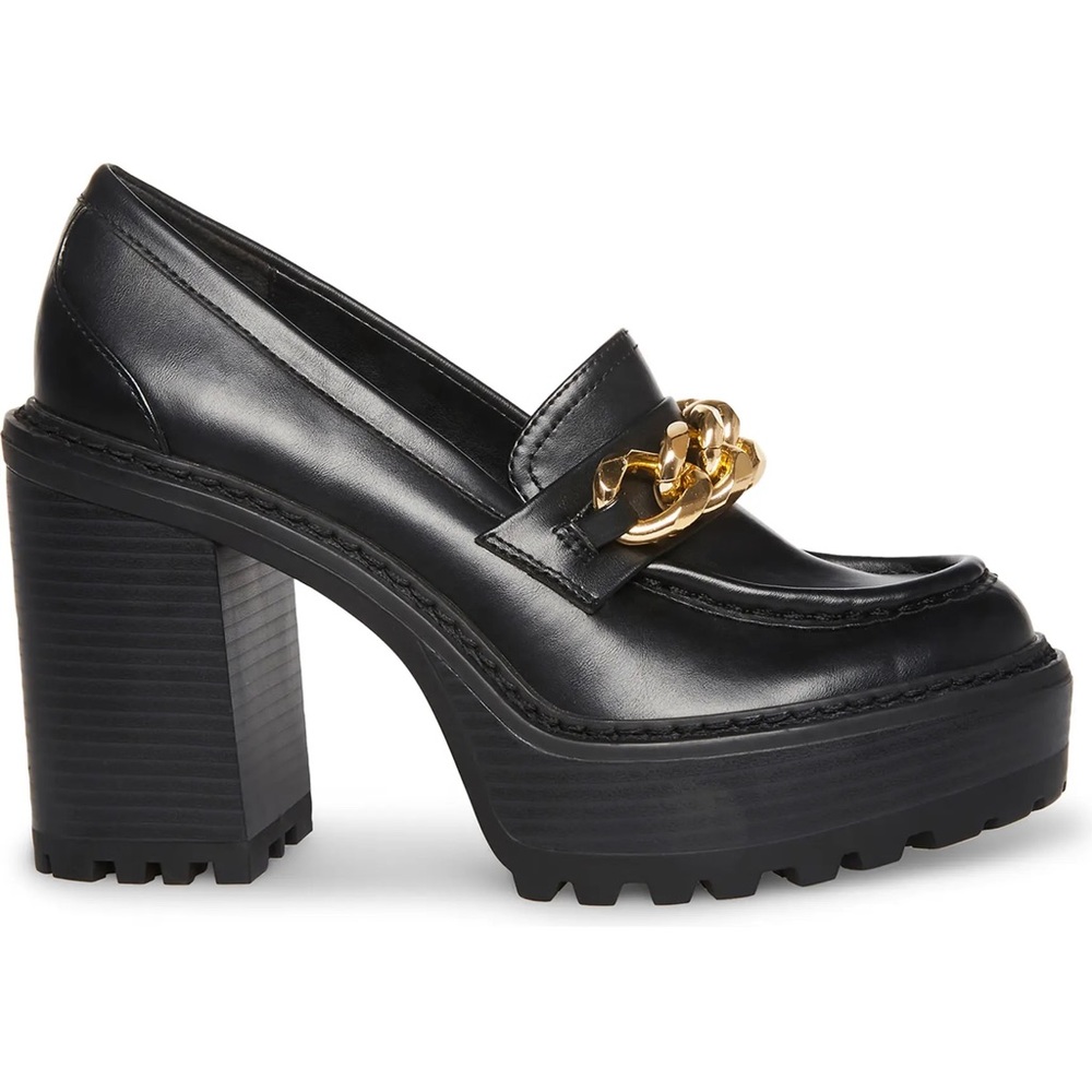 Steve Madden Black Platform Loafer Heels